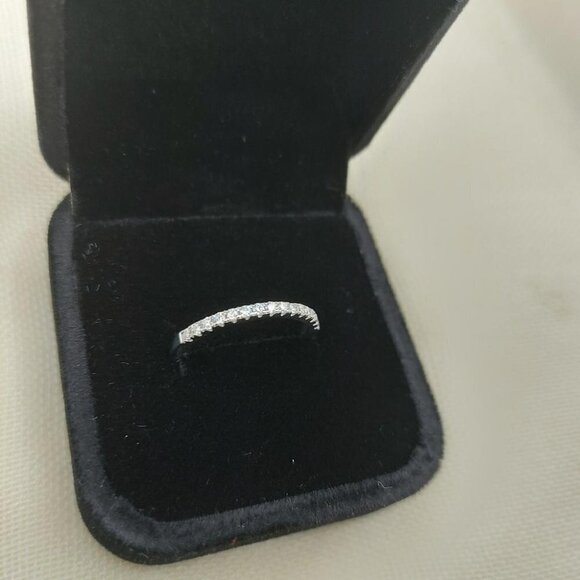 Genuine Moissanite 925 Sterling Silver Wedding Engagment Band Ring - Picture 9 of 11